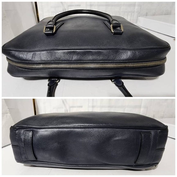 Authentic PRADA Vitello City Briefcase/Laptop Bag Deep Navy Blue - Picture 8 of 16